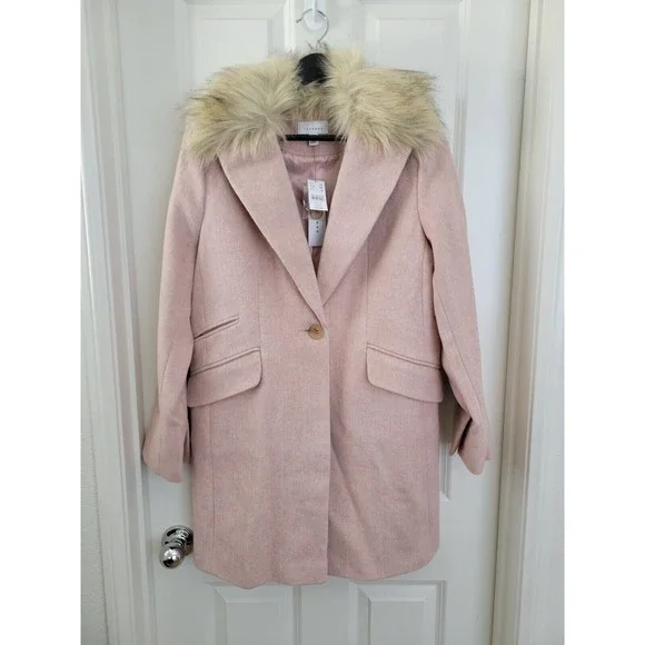 Trench Coat Pink Faux Fur Coat Topshop Topshop Jackets Coats Nwt